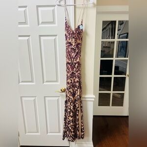NWT Windsor purple and nude Slit Maxi Gown size small